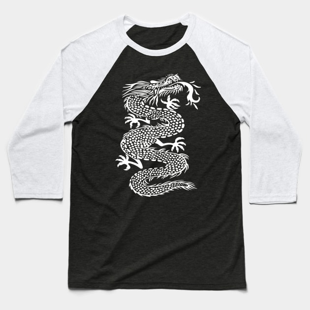 White Dragon Baseball T-Shirt by madeinchorley